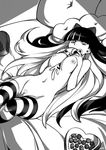  artist_name bangs bed between_breasts blunt_bangs bow breasts chocolate greyscale hair_bow highres holding honekoneko_(psg) large_breasts long_hair looking_at_viewer lying md5_mismatch monochrome multicolored_hair navel nipples nude on_back on_bed panty_&amp;_stocking_with_garterbelt pussy solo stocking_(psg) striped striped_legwear stuffed_animal stuffed_cat stuffed_toy thighhighs two-tone_hair typo_(requiemdusk) very_long_hair 