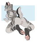  demicoeur feline from_behind_(disambiguation) kyra(ferofox) mammal pawpads pose post pussy saber-toothed_cat sabertooth_(disambiguation) stripes 