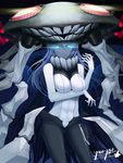  absurdres blue_eyes bodysuit breasts cape funny-blue glowing glowing_eyes headgear highres kantai_collection large_breasts long_hair looking_at_viewer pale_skin shinkaisei-kan silver_hair solo tentacles white_skin wo-class_aircraft_carrier 