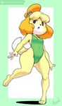  animal_crossing argento canine clothing dog female isabelle_(animal_crossing) mammal nintendo one-piece_swimsuit shih_tzu solo swimsuit video_games 
