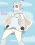  2016 antennae anthro arthropod clothed clothing confusion english_text female flying hi_res howl_echoes insect insect_wings moth outside pussy solo text upskirt wings 