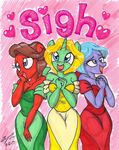  &lt;3 2017 anthro anthrofied breasts cleavage clothed clothing dress equine female friendship_is_magic group horn horse mammal my_little_pony newyorkx3 pony sigh traditional_media_(artwork) unicorn 
