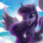  2017 absurd_res cutie_mark equine feathered_wings feathers female feral friendship_is_magic hair hi_res horn long_hair mammal my_little_pony open_mouth outside princess_luna_(mlp) solo starblaze25 winged_unicorn wings 