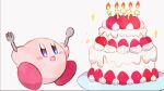  :q animated animated_gif blue_eyes blush_stickers cake candle closed_eyes eating food fork fruit full_body heart holding holding_fork holding_spoon inhaling kirby kirby_(series) looping_animation open_mouth plate simple_background sitting smile soresaki sparkle spoon strawberry sweat tongue tongue_out waddle_dee 