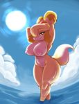  absurd_res animal_crossing anthro beach bedroom_eyes big_breasts big_butt breasts brown_eyes butt canine cute dog female half-closed_eyes hands_behind_head hi_res isabelle_(animal_crossing) joelasko mammal nintendo nipples nude pussy sea seaside seductive shadow smile solo sun thick_thighs video_games voluptuous water wet wide_hips 