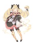  ai-wa blonde_hair book bow closed_eyes drill_hair elise_(fire_emblem_if) fire_emblem fire_emblem_if gloves hair_bow hair_ornament holding holding_book looking_at_viewer open_mouth simple_background skirt smile 