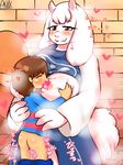  artist_request breasts brown_hair eyes_closed frisk_(undertale) furry goat nipple_sucking nipples toriel undertale 