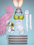  angewomon armor asymmetrical_clothes belt breastplate clothes_removed digimon gloves hands_on_own_thighs helmet highres leotard mismatched_footwear muramura_hito nude presenting seiza sitting undressing visor white_footwear white_gloves white_leotard 