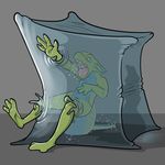  3_toes 4_fingers akudrache amphibian anthro asphyxiation bubble choking digital_media_(artwork) drowning fin gelatinous_cube goo green_skin milk_(character) newt scalie simple_background slime struggling toes vore 