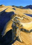  desert dragon feral heather_bruton horn membranous_wings outside sand solo wings 