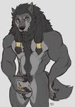  animal_genitalia anthro athletic balls big_hair body_hair canine chest_hair flaccid furgonomics furry-specific_piercing genital_piercing hair long_hair male mammal muscular muscular_male nude omari penis piercing pubes sheath sheath_piercing solo standing tuft wolf 