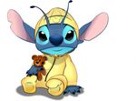  2007 4_fingers :| alien antennae black_eyes blue_claws blue_fur blue_nose claws clothing cute disney experiment_(species) fur holding_object lilo_and_stitch looking_at_viewer luckysas notched_ear pajamas simple_background stitch teddy_bear white_background zipper 