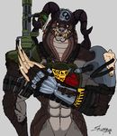  armor claws cybernetics cyborg deathclaw fallout gun machine male muscular orcus_(skianous) pip-boy ranged_weapon scar skianous video_games weapon 