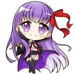 bb_(fate)_(all) bb_(fate/extra_ccc) black_legwear breasts chibi commentary_request fate/extra fate/extra_ccc fate_(series) hair_ribbon holding holding_wand large_breasts long_hair looking_at_viewer miniskirt panties pantyshot pantyshot_(standing) pleated_skirt purple_eyes purple_hair ribbon shachoo. skirt smile solo standing thighhighs underwear upskirt very_long_hair wand white_panties 