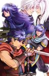  3boys armor blue_eyes blue_hair cape closed_eyes crown dual_persona falchion_(fire_emblem) female_my_unit_(fire_emblem:_kakusei) fingerless_gloves fire_emblem fire_emblem:_akatsuki_no_megami fire_emblem:_kakusei fire_emblem:_monshou_no_nazo fire_emblem:_souen_no_kiseki gloves headdress ike long_hair lucina male_my_unit_(fire_emblem:_kakusei) marth multiple_boys multiple_girls my_unit_(fire_emblem:_kakusei) ragnell short_hair smile super_smash_bros. sword tiara twintails weapon 