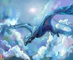  day digital_media_(artwork) digital_painting_(artwork) dragon feral flying membranous_wings nibinoylin outside solo wings wyvern 