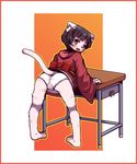  1girl ass black_hair female from_behind furry japanese_clothes omunikin original panties setsu_(omunikin) solo tail 