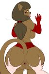  anthro anus big_butt breasts brown_eyes brown_fur brown_hair butt butt_grab clothing dbaru disembodied_hand ecaflip feline female fur gloves hair hand_on_butt invalid_color looking_back mammal miranda_(wakfu) open_mouth pussy pussy_juice raised_tail simple_background smile spread_butt spreading tongue tongue_out wakfu white_background 