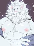  clothing eyewear feline kijima222 lion male mammal monocle muscular muscular_male nipples snow snow_(tas) solo tokyo_afterschool_summoners undressing 