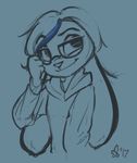  2017 alec8ter anthro blue_background clothed clothing disney eyewear fan_character female glasses lagomorph mammal rabbit restricted_palette signature simple_background smile zootopia 