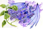  2017 ambiguous_gender dragon feral flower heather_bruton horn lilac_(flower) membranous_wings plant solo wings 
