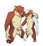  anthro brothers erection gully gully_(character) handjob humanoid_penis incest male male/male mammal mustelid nude penis sex sibling simple_background weasel white_background 