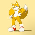  anthro canine clothing footwear fox fur giga_(artist) gloves male mammal miles_prower shoes simple_background sonic_(series) video_games white_fur yellow_fur 