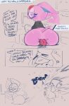 2024 ability_(pokemon) absurd_res ambiguous_gender angry big_butt black_clothing black_sweater black_topwear bomb bottom_heavy bottomless bouncing_butt butt cheek_tuft clothed clothing colored colored_sketch comic digital_media_(artwork) duo eeveelution english_text espeon explosion explosives eyelashes eyewear facial_tuft fangs feral flower frown_eyebrows gameplay_mechanics generation_2_pokemon generation_9_pokemon glasses glistening glistening_body hi_res huge_butt ligma_(artist) looking_back meowscarada monochrome nintendo pink_body plant pokemon pokemon_(species) question_mark reading rear_view shaking shaking_butt short_stack simple_background sitting sketch sweater tail teeth text thick_thighs throwing_object throwing_weapon topwear trembling tuft turtleneck wearing_glasses wide_hips