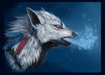  canine digital_media_(artwork) dog ear_piercing feral fur grey_nose mammal nibinoylin open_mouth piercing red_eyes solo teeth white_fur 