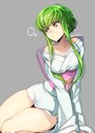  artist_name bangs bare_legs bare_shoulders breasts c.c. closed_mouth code_geass commentary_request cosplay creayus eyebrows_visible_through_hair green_hair grey_background japanese_clothes jigoku_sensei_nube kimono long_hair long_sleeves looking_to_the_side medium_breasts sash sidelocks simple_background sitting solo tied_hair twitter_username white_kimono wide_sleeves yellow_eyes yukime_(jigoku_sensei_nube) yukime_(jigoku_sensei_nube)_(cosplay) 
