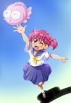  1girl child kingyo_chuuihou! pink_eyes pink_hair school_uniform wapiko 