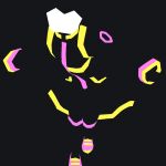  1girl abstract black_background coat commentary full_body highres jumpsuit long_sleeves love_live! love_live!_nijigasaki_high_school_idol_club masked official_alternate_costume pink_footwear rina-chan_board simple_background solo symbol-only_commentary tennoji_rina tsunagaru_connect_(love_live!) xni2b 