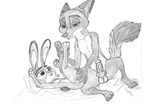  anthro balls canine disney drawning duo erection female fox judy_hopps lagomorph male male/female mammal nick_wilde nude open_mouth penis rabbit sex simple_background size_difference smile white_background zootopia 