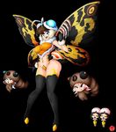  5girls blue_eyes blue_hair brown_eyes brown_hair cosplay godzilla_(series) humanization kaijuu monster monster_girl mothra multiple_girls pink_hair red_eyes revealing_clothes toho_(film_company) witchking00 