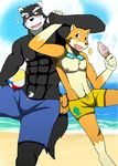  2017 anthro beach bearlovestiger13 biceps blush bulge canine dog duo male male/male mammal muscular muscular_male natsume_(tooboe_bookmark) nitobe seaside tooboe_bookmark 