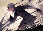  blindfold choker chyoel gloves highres male_focus nier_(series) nier_automata solo weapon white_hair yorha_no._9_type_s 