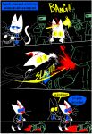  absurd_res anthro assassin attempted_murder black_body black_fur blood blood_on_face blood_on_hand blue_eyes bodily_fluids bottomwear clothed clothing comic concern corpse dialogue domestic_cat duo eating eating_food english_text eyewear felid feline felis food frazzled_whiskers fur furniture ghost glasses gun handgun hi_res hole_in_ear killing male mammal near_death nylonheretic omen_(nylonheretic) oscar_(nylonheretic) possession ranged_weapon sandwich_(food) self-defense simple_background spirit table tail text topwear traumatized unnamed_character weapon wearing_glasses whiskers white_body yellow_eyes 