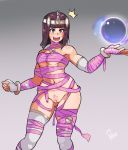  1girl bandage crystalcheese_(artist) menat no_panties pallasite pussy solo tagme 