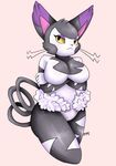  2017 anthro breasts cat digital_media_(artwork) feline female fur hi_res looking_at_viewer mammal multicolored_fur nintendo pok&eacute;mon purugly raveneevee simple_background solo video_games 