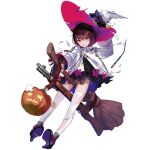  1girl belt black_dress black_footwear black_hair broken_wand broom broom_riding buttons colored_shoe_soles crossed_bandaids double-breasted dress flower fold-over_boots frown full_body girls'_frontline gradient_hair green_eyes grey_socks hair_ornament halloween hat high_heels highres holding holding_broom holding_hat holding_unworn_clothes jack-o'-lantern jack-o'-lantern_print layered_legwear long_sleeves looking_at_viewer multicolored_hair official_alternate_costume official_art open_mouth pink_flower print_thighhighs puffy_long_sleeves puffy_sleeves purple_hair robe shoe_soles short_hair simple_background skindentation socks solo tears thighhighs third-party_source torn_clothes torn_hat torn_robe torn_thighhighs transparent_background type_4_(girls'_frontline) type_4_(sorcerer's_imaginarium)_(girls'_frontline) type_4_rifle unworn_hair_ornament wand white_hat white_robe white_thighhighs wide_sleeves witch witch_hat 