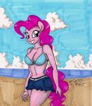  2017 anthro anthrofied bikini breasts cleavage clothed clothing equine friendship_is_magic horse mammal my_little_pony newyorkx3 pinkie_pie_(mlp) pony skirt smile solo swimsuit 
