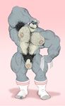  animal_crossing anthro armpit_hair armpits balls bear biceps big_muscles big_penis curt_(animal_crossing) hi_res hyper hyper_muscles male mammal mezcal muscular muscular_male nintendo pecs penis solo sweat video_games 