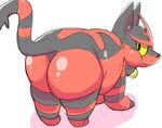  2016 big_butt black_fur butt cat digital_drawing_(artwork) digital_media_(artwork) feline feral fur intoxicat2 looking_back male mammal multicolored_fur nintendo overweight pok&eacute;mon red_fur simple_background solo striped_fur striped_tail stripes sweat thick_thighs torracat two_tone_fur video_games white_background yellow_eyes 