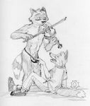  aiden_harris animal_genitalia balls blush canine clothed clothing colin_young exposing fox leafdog male male/male mammal monochrome musical_instrument partially_clothed penis raccoon sheath sketch violin 