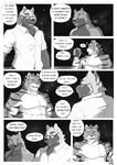  anthro beverage blackmailz comic dialogue english_text feline fur gray_(character) hi_res male mammal text 