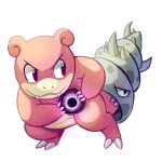 1:1 2017 ambiguous_gender biped black_eyes brown_eyes claws closed_smile digital_media_(artwork) eyebrows finger_claws flavia-elric generation_1_pokemon hi_res mouth_closed nintendo pokemon pokemon_(species) pose shadow_ball sharp_teeth simple_background slowbro smile solo standing tail teeth toe_claws white_background white_sclera
