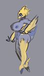  anthro areola big_breasts breasts female galvantula grey_background liveforthefunk nintendo nipples nude pok&eacute;mon side_view simple_background solo video_games 