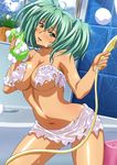  1girl bare_legs breasts curvy female green_eyes green_hair ikkitousen large_breasts looking_at_viewer ryofu_housen shiny_skin twintails 