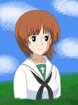  girls_und_panzer highres ideshin miyazaki_hayao_(style) nishizumi_miho ooarai_school_uniform studio_ghibli 