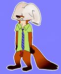  2017 animal_genitalia anthro black_and_white canine clothed clothing disney fox male mammal monochrome nick_wilde pawtsun penis penis_tip sheath simple_background visiti zootopia 